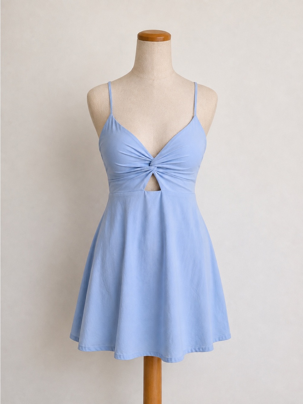 Blue Tennis Dress with Built-In Shorts & Pocket –Lace Up Back